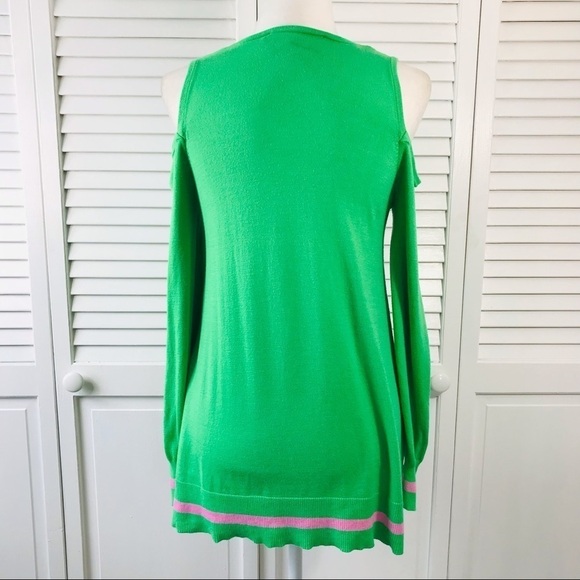 MACBETH COLLECTION Green Cold Shoulder Sweater Size Medium - Picture 7 of 11